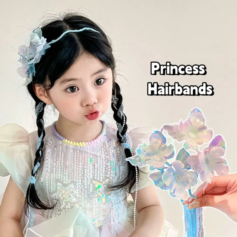 

New Butterfly Ribbon Hairbands Korean Cute Princess Hair Hoop Flower Sweet Children Headband Hair Accessories