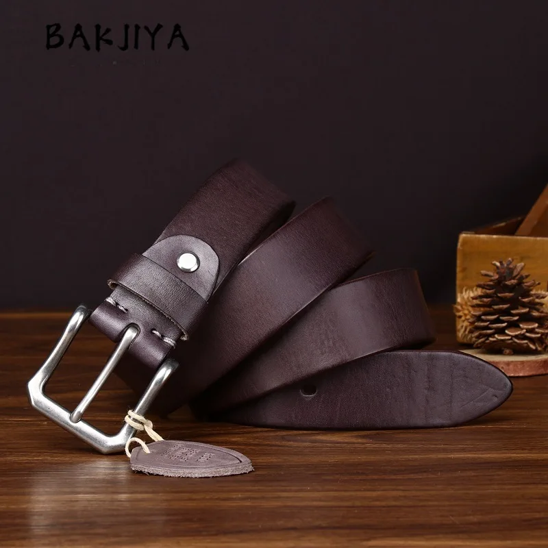 3.8cm Top Thick Retro Cowhide Belt for Men High Quality Stainless Steel Pin Buckle Leather Versatile Casual Jeans Belt for Men