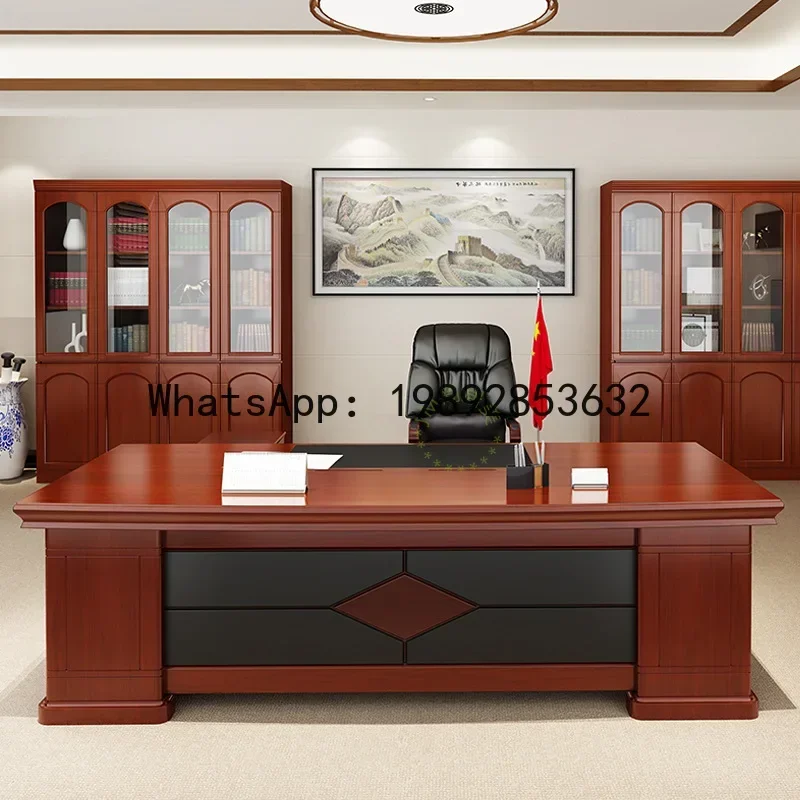 XL  office furniture executive desk solid wood veneer office desk and chair set new chinese style manager's desk