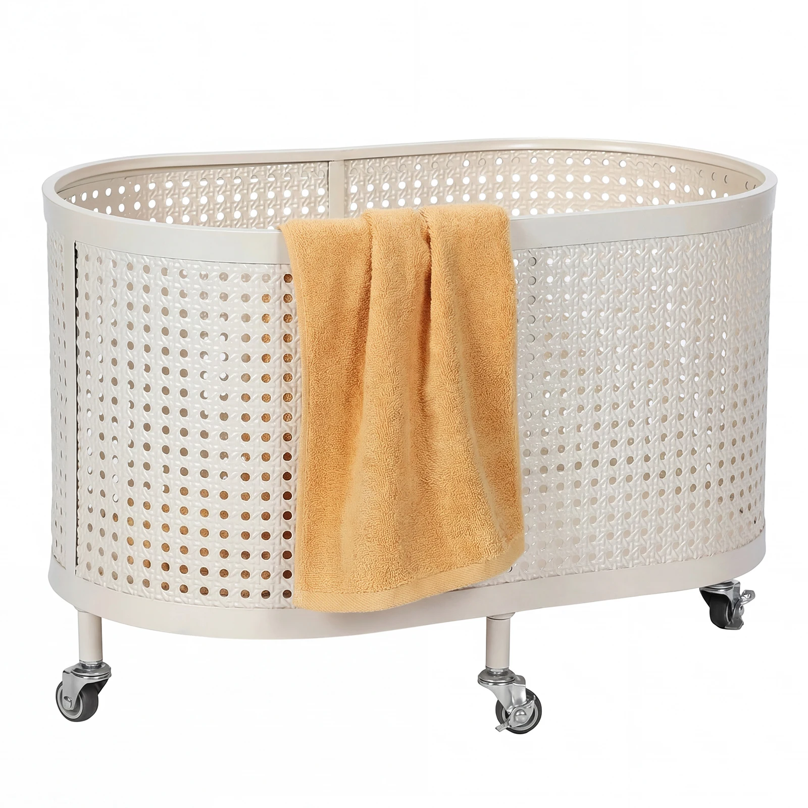 

Metal Baking Varnish Laundry Basket with Wheels Exquisite Wire Laundry Basket Overnight Clothes Storage Bin for Laundry Room