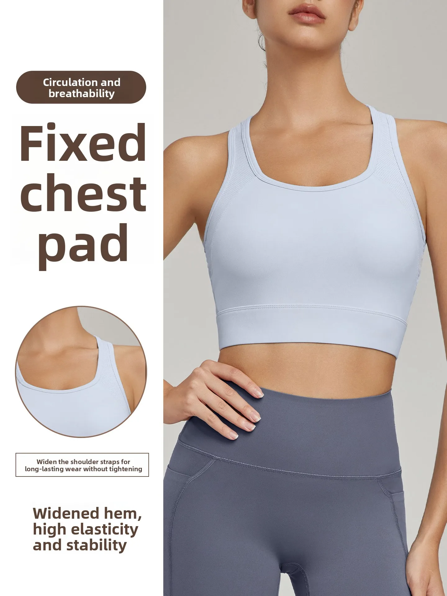 High-Intensi Sports Bra Women's oproof Gathered Running Fitn Pilates Yoga Clothes Beautiful Ba Vest Fixed Cup