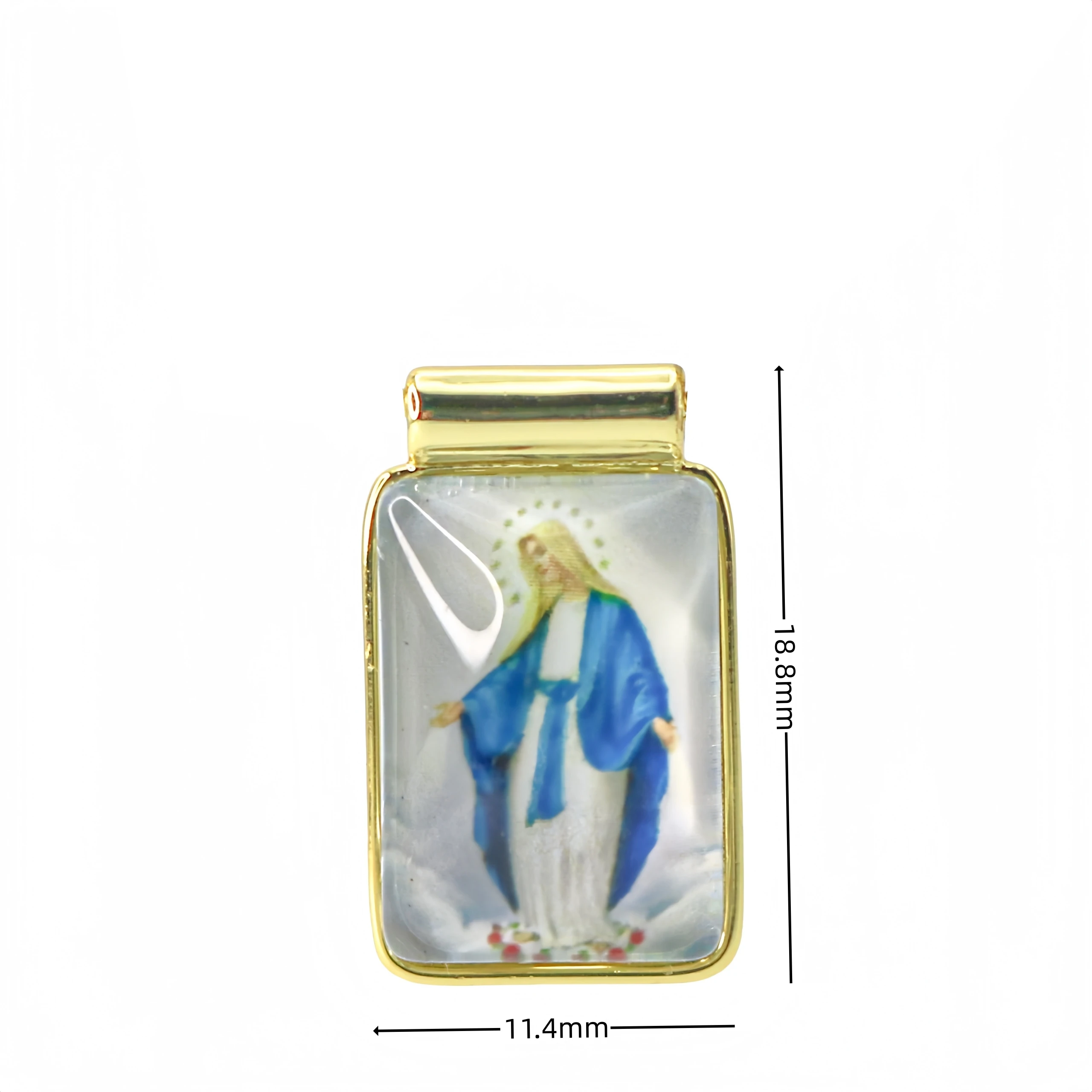 Gold Plated Miraculous Virgin Mary Scapular Necklace Catholic Religious Epoxy Picture Pendant Faith Prayer Jewelry Gift