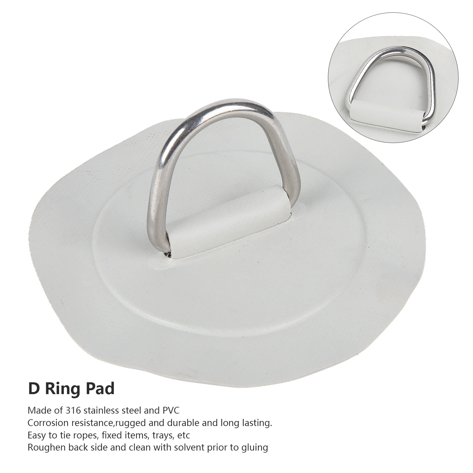 

6in D Pad Patch PVC Stainless Steel for Inflatable Boat Raft Kayak Canoe Surfboard D Pad Kayak D D Patch