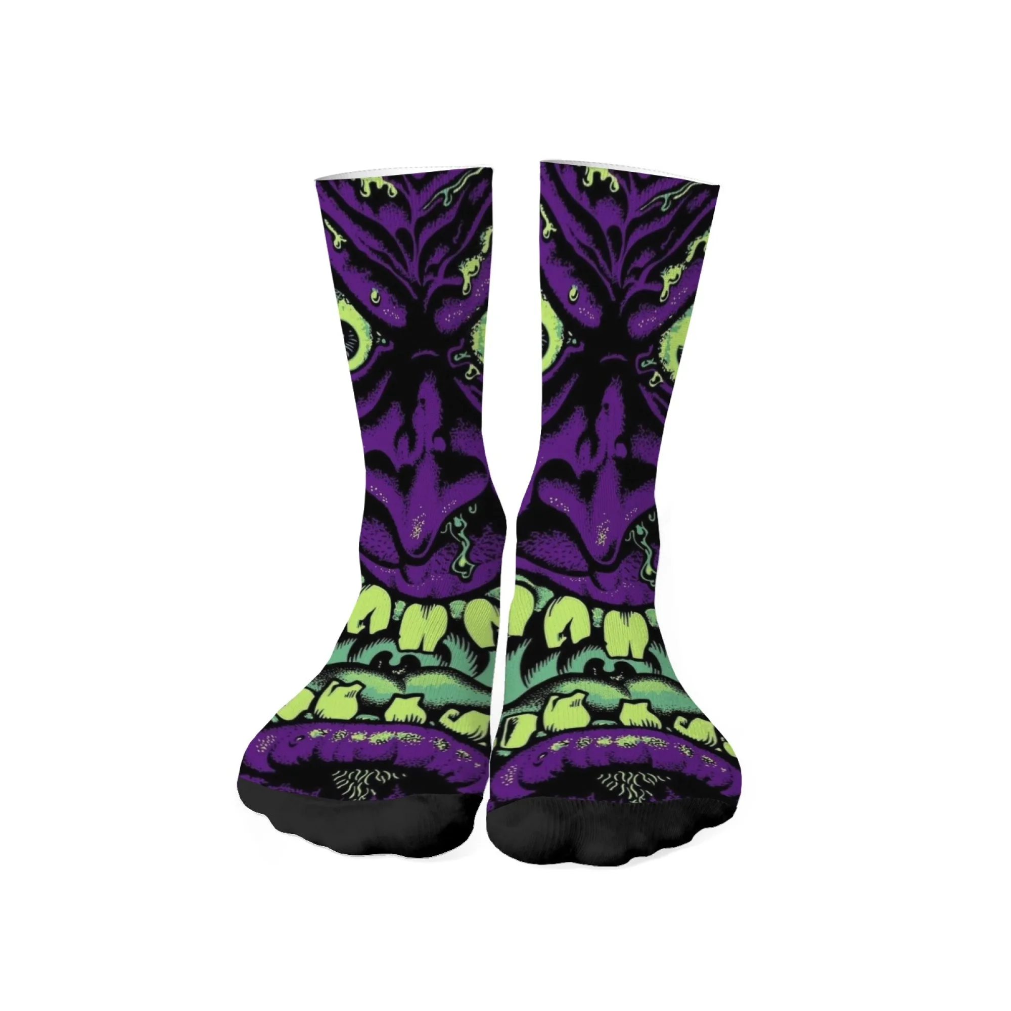 Kaus Kaki Crew Seni Monster Aneh yang Berwarna-warni, Kaus Kaki Premium dengan Cetakan Monster yang Menarik untuk Hadiah Bertema Gelap & Pakaian Jalanan yang Modis