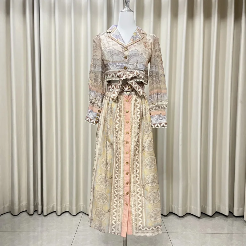 

Women's Suit Floral Linen Elegant Long Suits Casual Vacation Beach Party Suits Woman Clothing Fashion High Quality Suits 2025