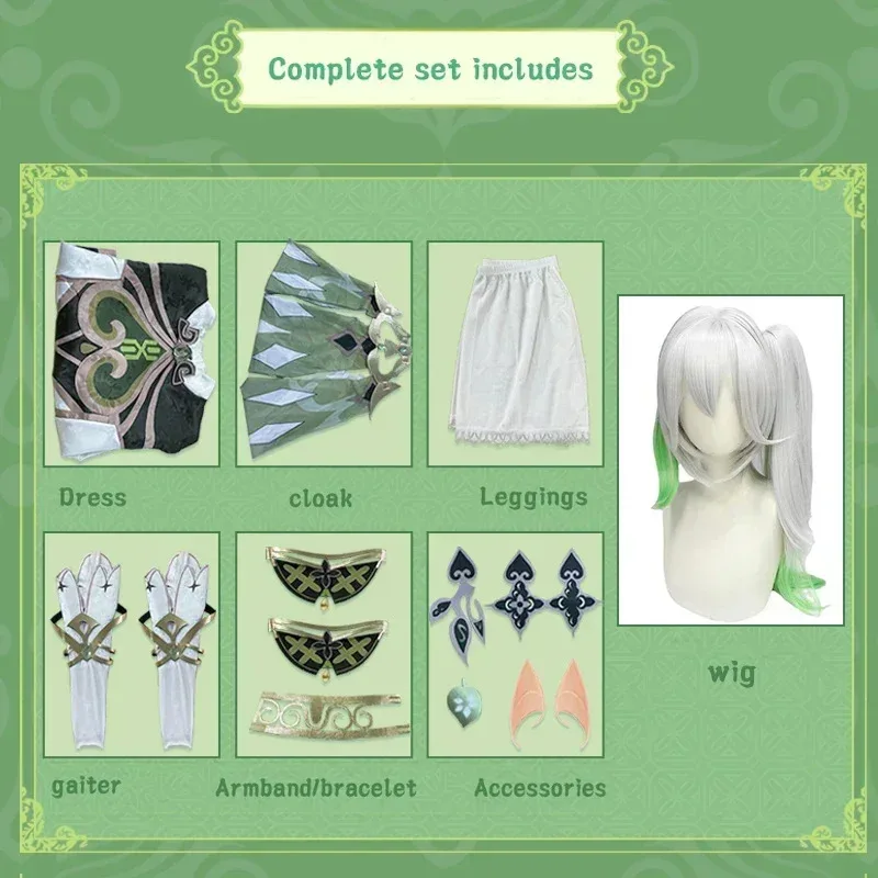 qq98Genshin Impact Nahida Costume Cosplay Parrucca uniforme di carnevale per adulti Anime Costumi di Halloween Gioco per donne Lesser Lord Kusanali