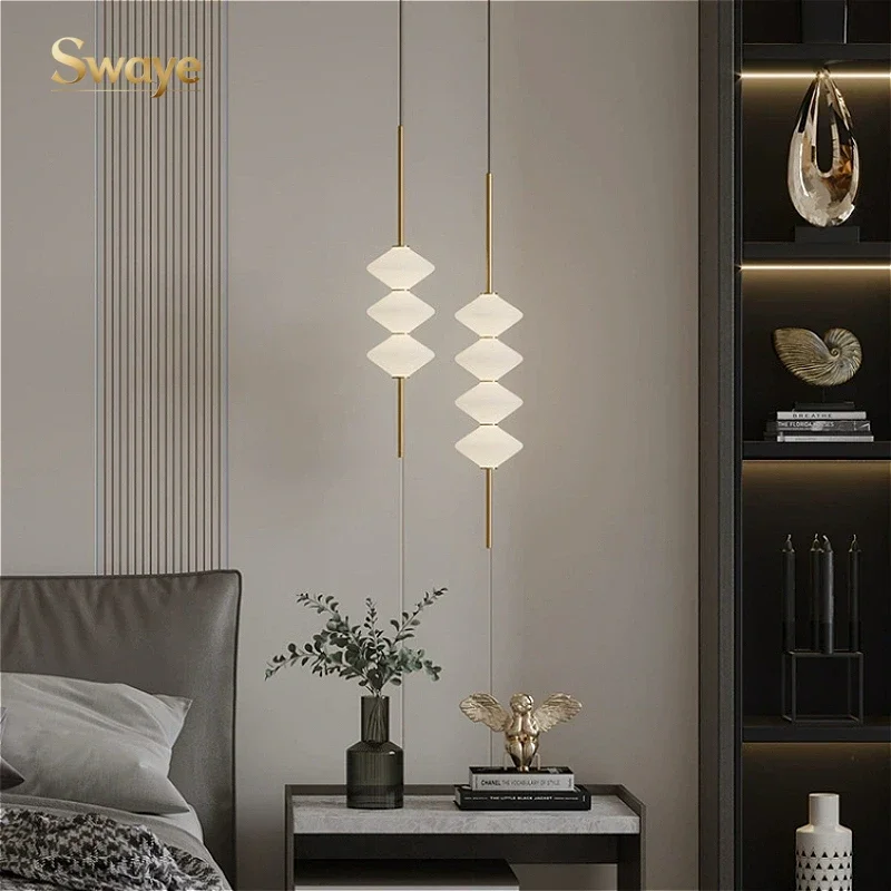 Modern Minimal Creative LED Pendant Lamp White Glass Dining Room Master Bedroom Chandeliers Kitchen Lighting Fixtures Home Decor