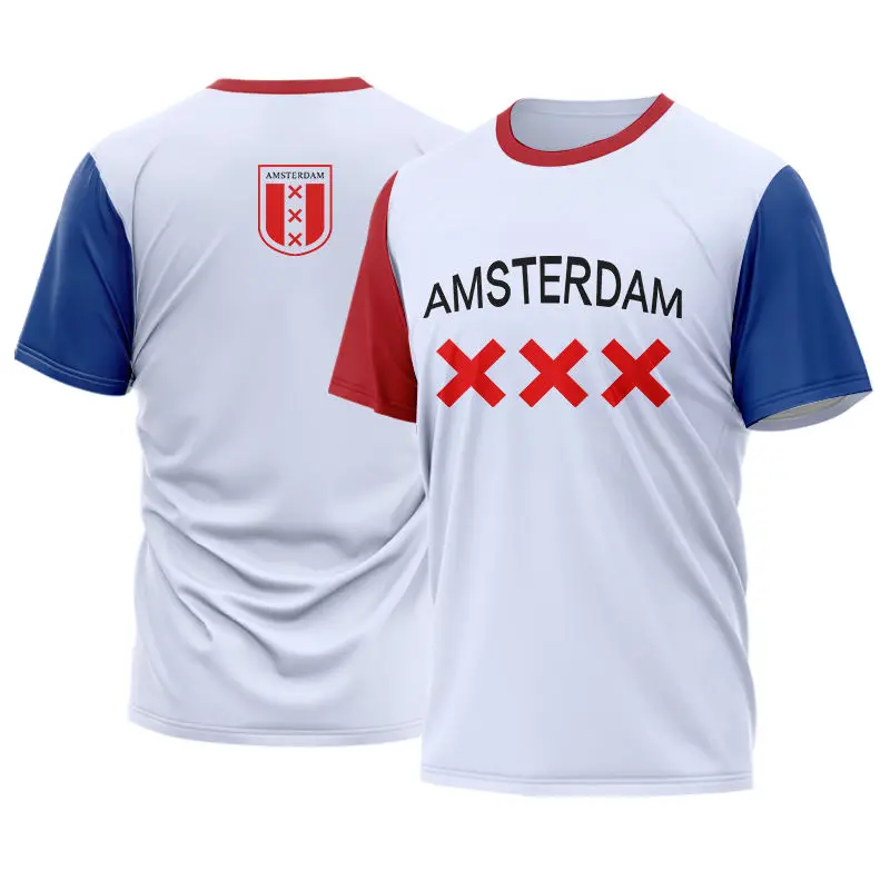 Amsterdam Men T-Shirt Dutch Street Trend Shirts Unisex Casual Crew Neck Short Sleeve Sports Tees Red 6xl