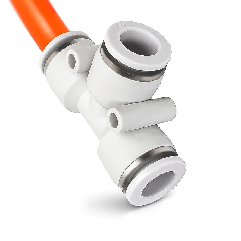 1-50pcs/lot PEG Pneumatic Quick Connector T Tee Reducer PU Pipe Air Hose 4mm 6mm 8mm 12mm 14mm 16mm White Plastic Connector