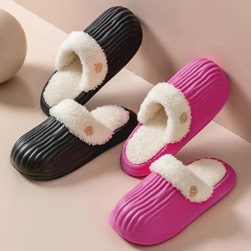 Damen-Hausschuhe mit Pelzfutter, Winter, herausnehmbares Fleece-Futter, rutschfest, wasserdicht, für Paare, Übergröße 45, weiche Sohle, warme Schuhe. – Detail 9