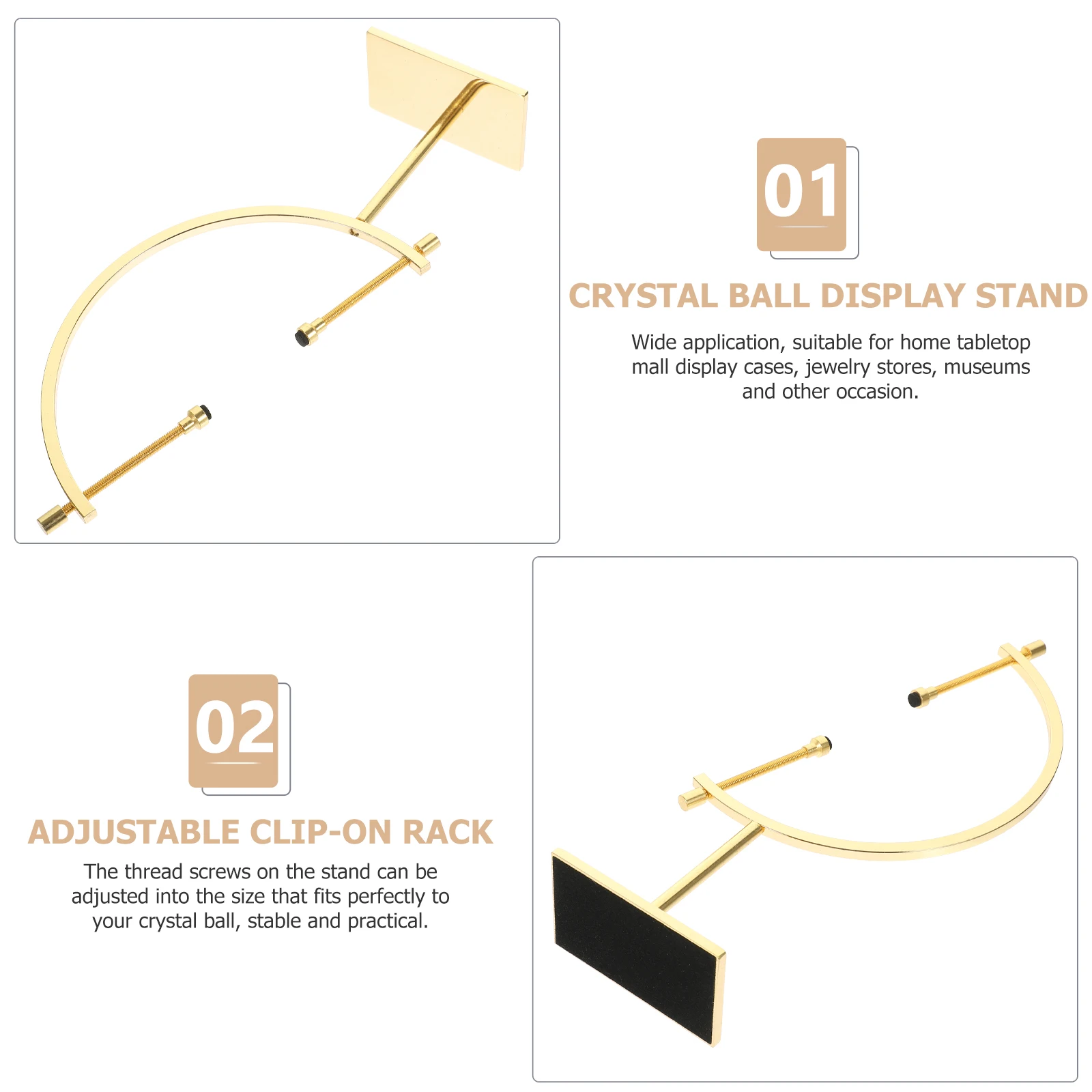 Adjustable Caliper Display Stand Stainless Steel Sphere Holder for Crystal Ball Mineral Ornament Egg Globe Gemstone Prism Coin