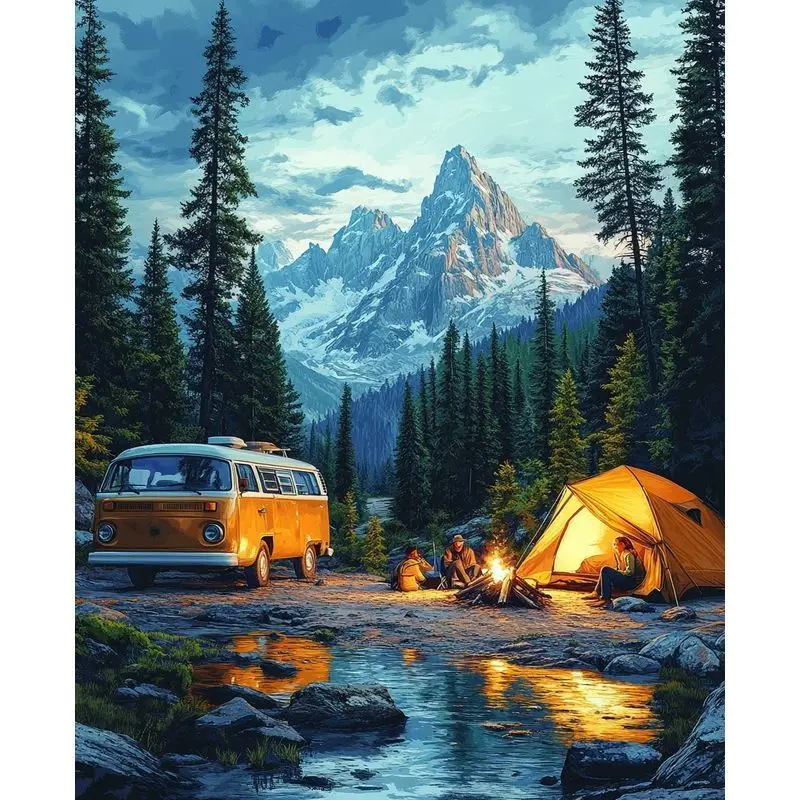 

PhotoCustom алмазная живопись, вышивка, горный кемпинг, картина из стразов, пейзажная живопись, наборы для вышивки крестом, домашний декор