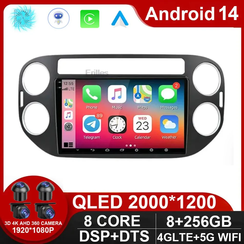 

Android 14 Auto Carplay Car Radio Multimedia Player for VW Volkswagen Tiguan 2006-2016 2 din Autoradio Stereo GPS NO DVD