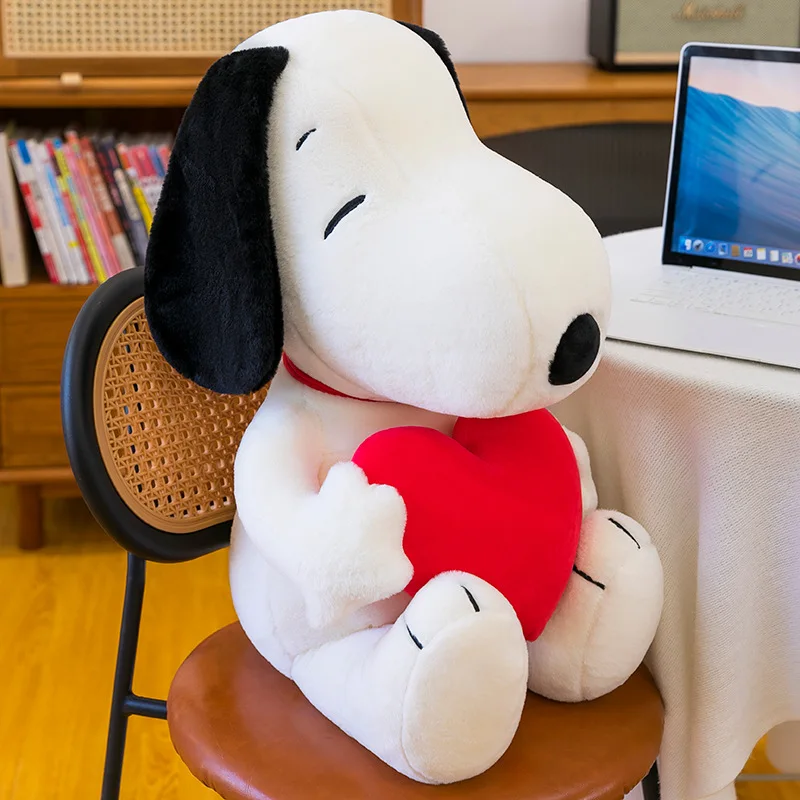 Best Cute Peanuts Snoopy Heart Shape Plush Toy Soft Stuffed Animal Doll Kawaii Hug Pillow for Kids Birthday Gift Decoration
