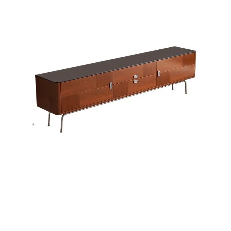 

Medieval TV cabinet coffee table combination all solid wood living room household small apartment retro floor cabinet teak color