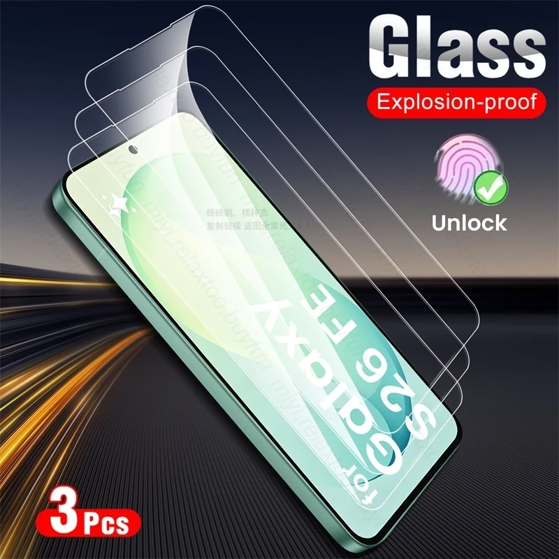 3Pcs 100% Original HD Tempered Protective Glass for Samsung S26 FE 5G 9H ScreenProtector on Galaxy S 26 FE 26FE S26FE Phone Film