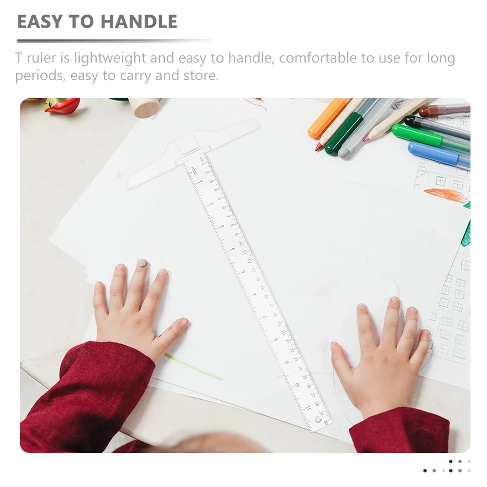 4Pcs Transparent T Shaped Ruler Professional Drafting Ruler for Engineering Architecture Students Academic Use Plastic
