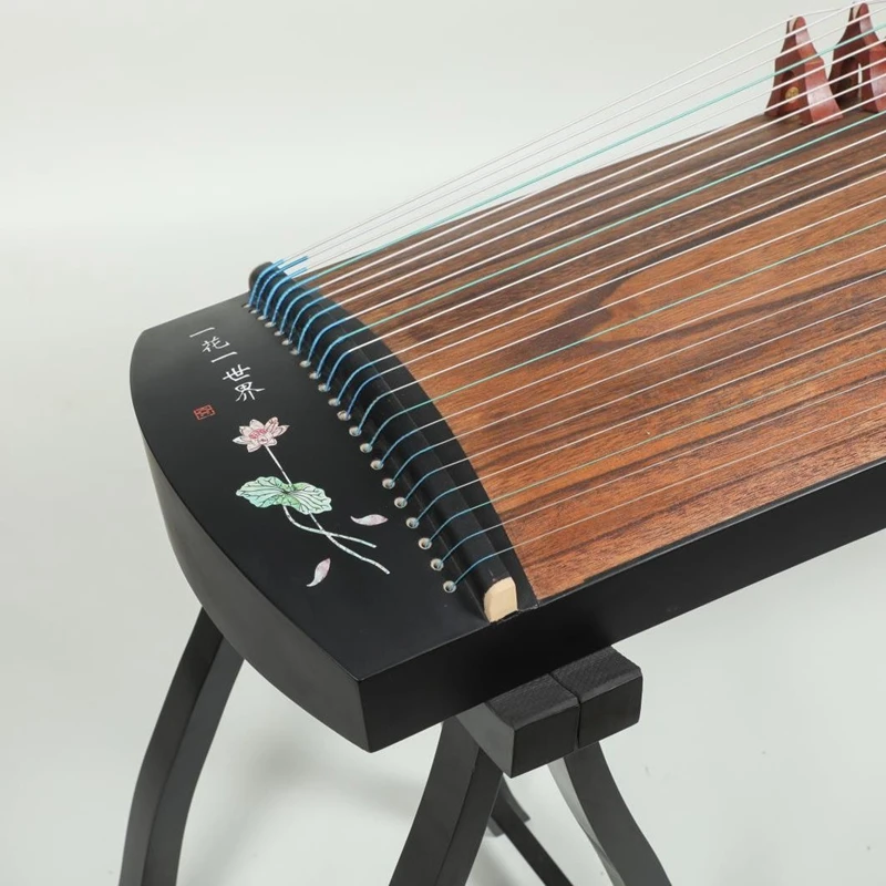 125CM Guzheng Zither Guqin Chinese Style Handmade Traditional Pattern Ebony Material Stage Performance String Musical Instrument