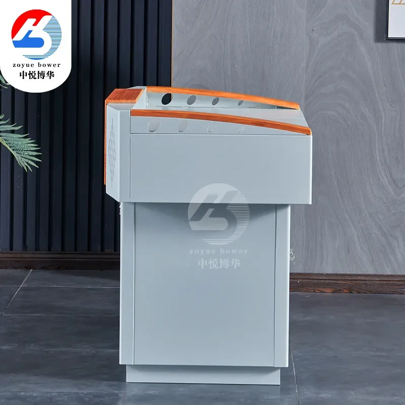 for Steel Multimedia Podium School Lecture Table Teacher Center Console Electronic Podium with Display Flip