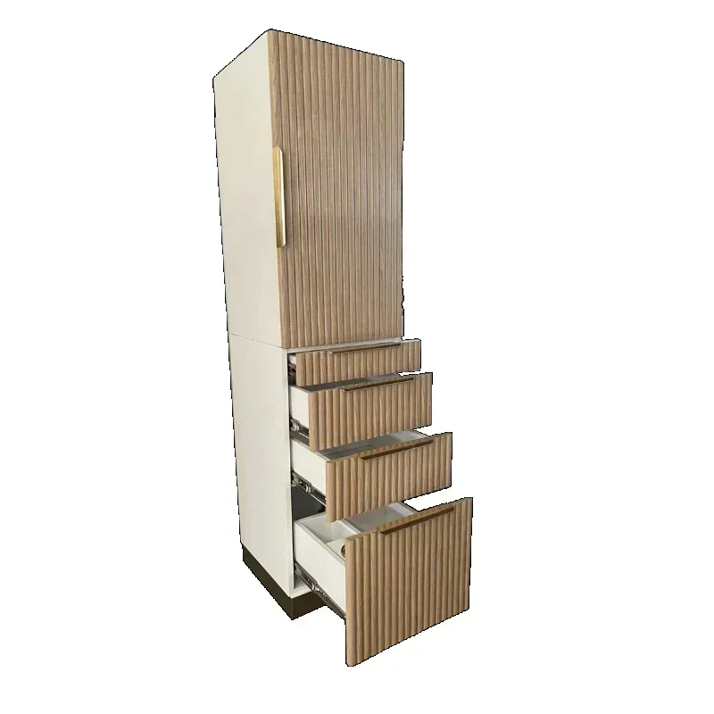 wholesale salon furniture LOW MOQ modern wooden salon display cabinet natural  tall styling station Hot sales