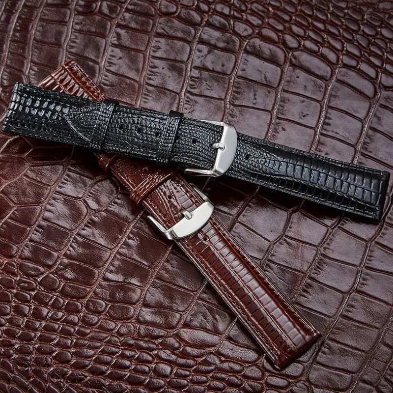 14mm 16mm 18mm 20mm 22mm 24mm Lizard Cowhide Leather Watch Strap Waterproof Watch Band for Women Men Universal Watch Bracelet