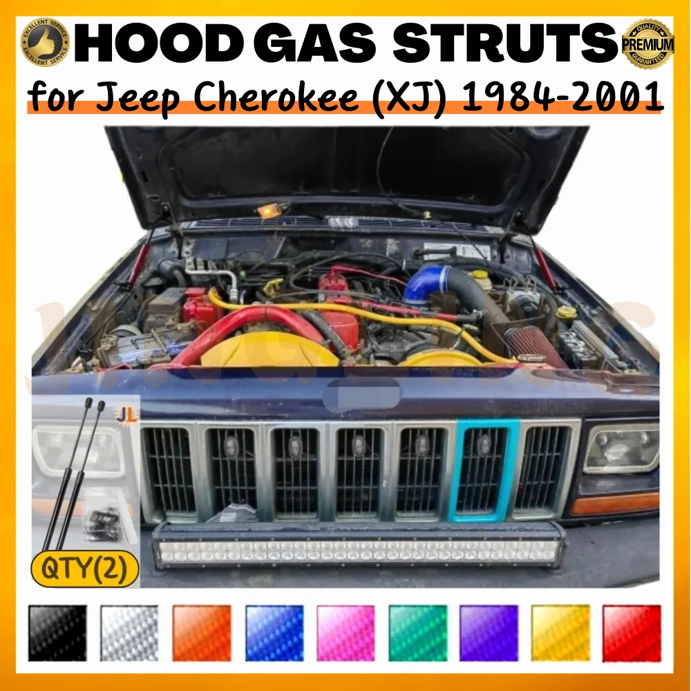 

Qty(2) Hood Struts for Jeep Cherokee (XJ) 1984-2001 Light Weight Front Bonnet Modify Gas Springs Shock Absorber Lift Supports