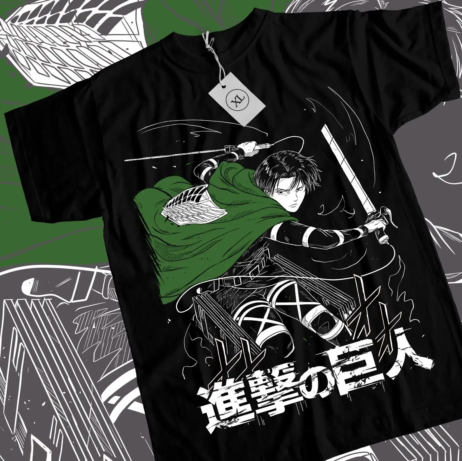 

Levi Shingeki T-shirt No Kyojin Attack on Titan Anime AOT Horror Shirt All Size