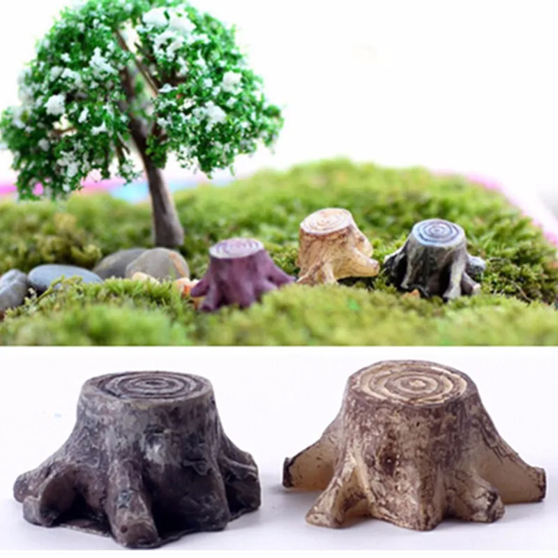 NEW Hot Sale Crafts Decorations Miniature Multicolour Tree Stump Fairy Terrarium Christmas Xmas Party Garden Gifts