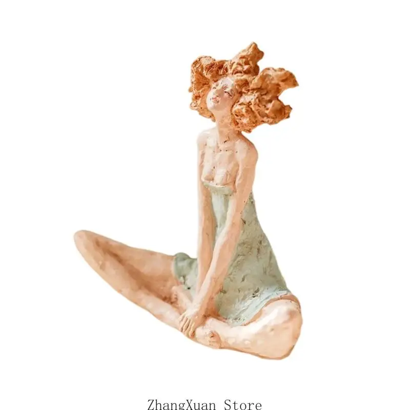 Sitzendes Mädchen aus Kunstharz, Deko-Figur für Schlafzimmer, Eingangsbereich, 3 x – Detail 7