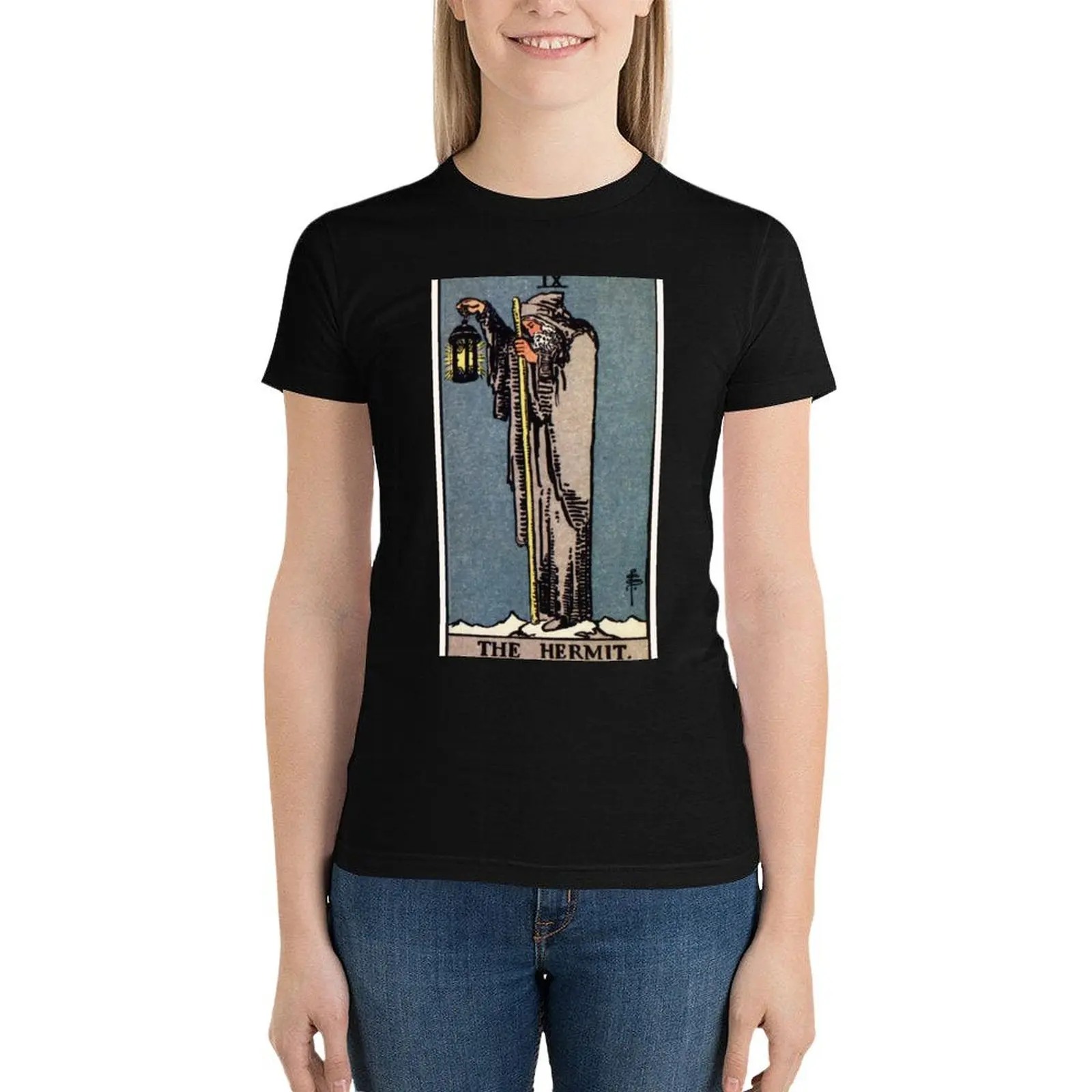 

IX. The Hermit Tarot Card T-Shirt Aesthetic clothing graphics hippie clothes plus size tops cute t-shirts for Women