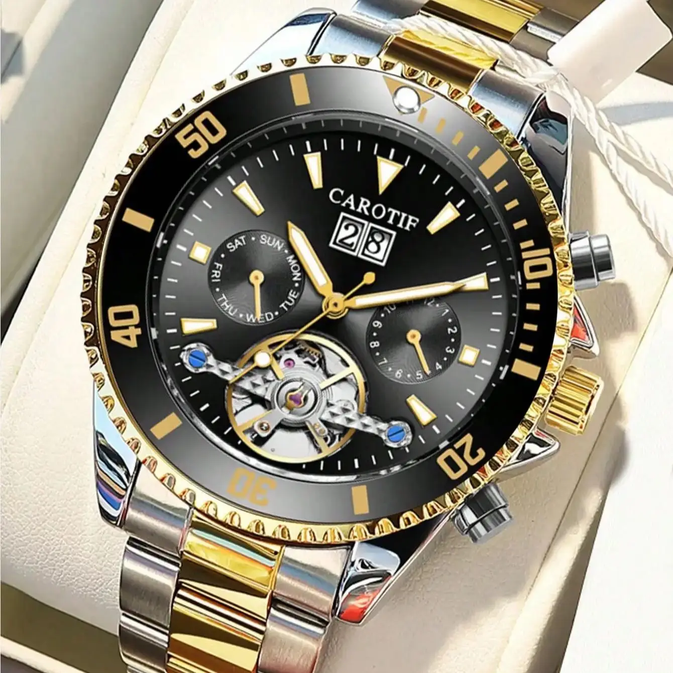 New men\'s watch with classic and versatile business style, high-end niche, luminous calendar, men\'s mechanical watch