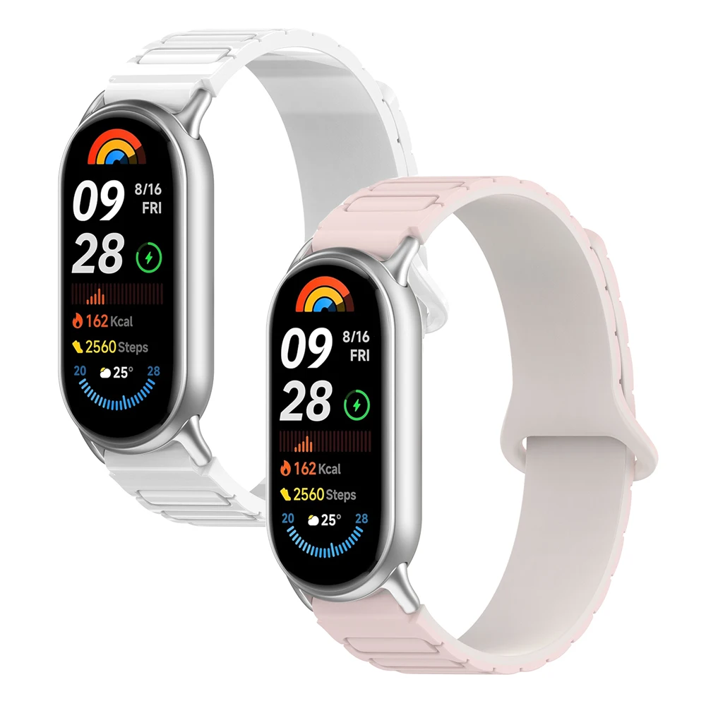 Nowe paski do Xiaomi Smart Mi Band 8/9 NFC Silikonowy magnetyczny pasek sportowy dla kobiet i mężczyzn o szerokości 12 mm