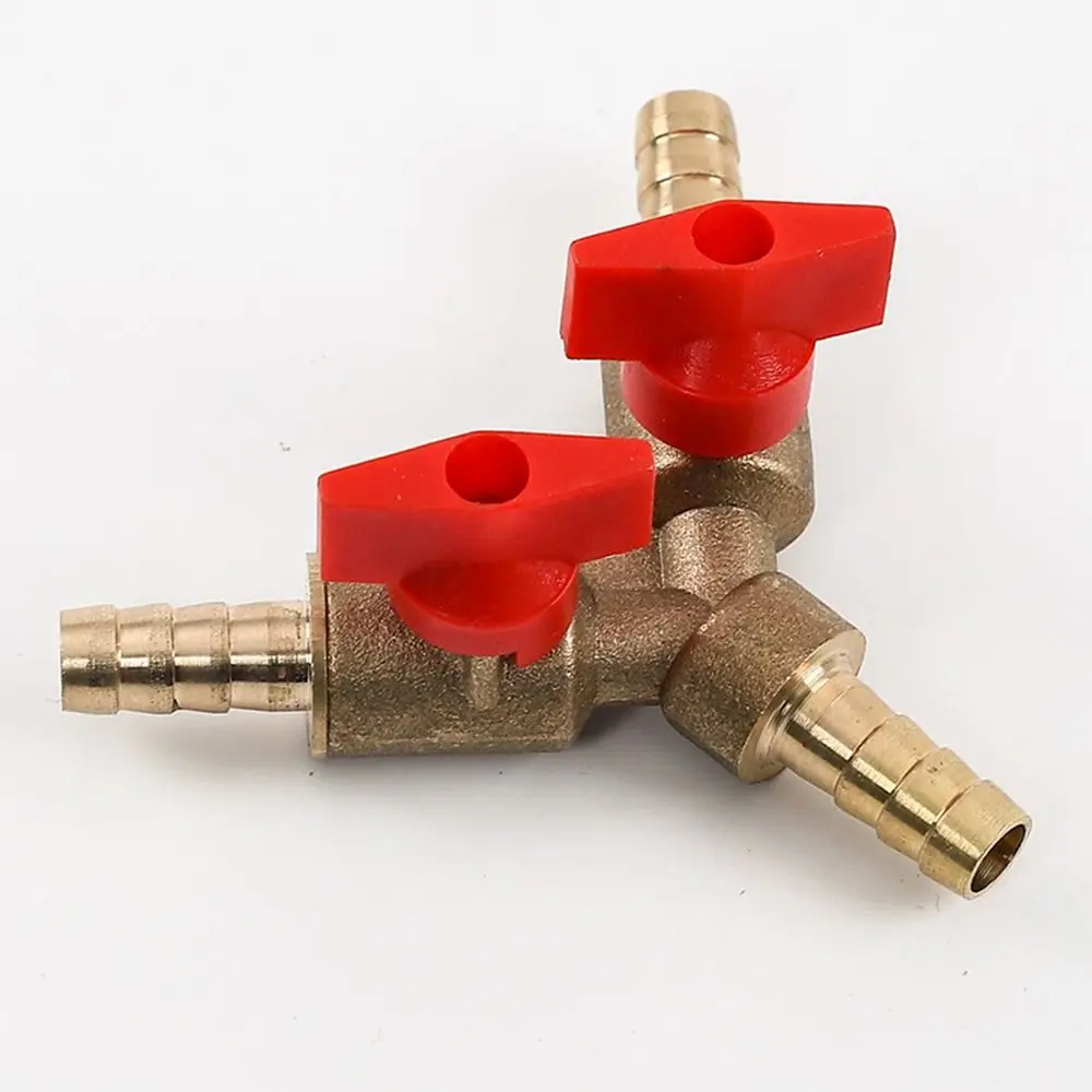 Brass Shut Off Y Type Hose Barb Pipe Fitting Connector Ball Valve Adapter Three 3 Way