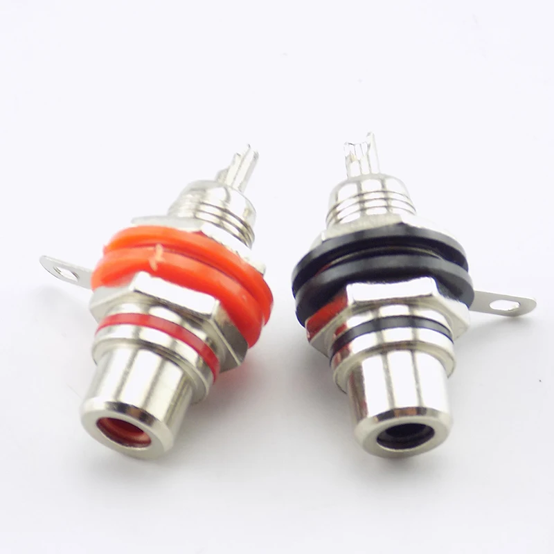 1pair (2pcs) Gold plated RCA Jack Connector Panel Mount Chassis Audio Socket Plug Bulkhead with NUT Solder CUP A3