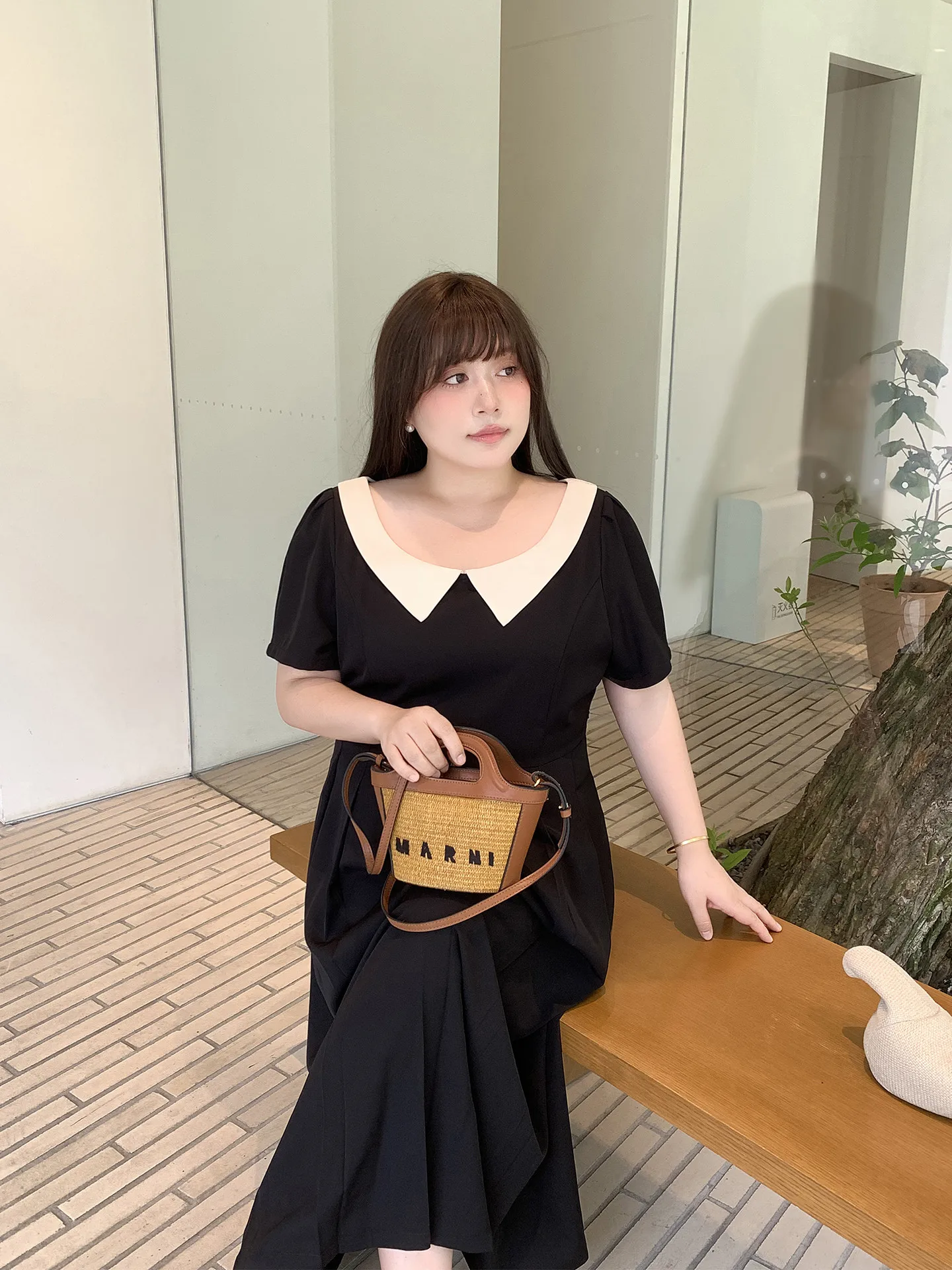 

Slimming Bla Summer New Sle Women's Dr Big Size Color Blo Collar Long Dr Sweet Sle Casual Wear DMRORO Brand