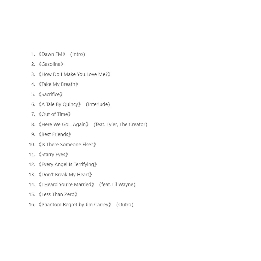 CD The Weeknd Dawn FM, qui combine le disco, la new wave et d'autres styles rétro, est la poursuite de l'exploration du son du Weeknd.