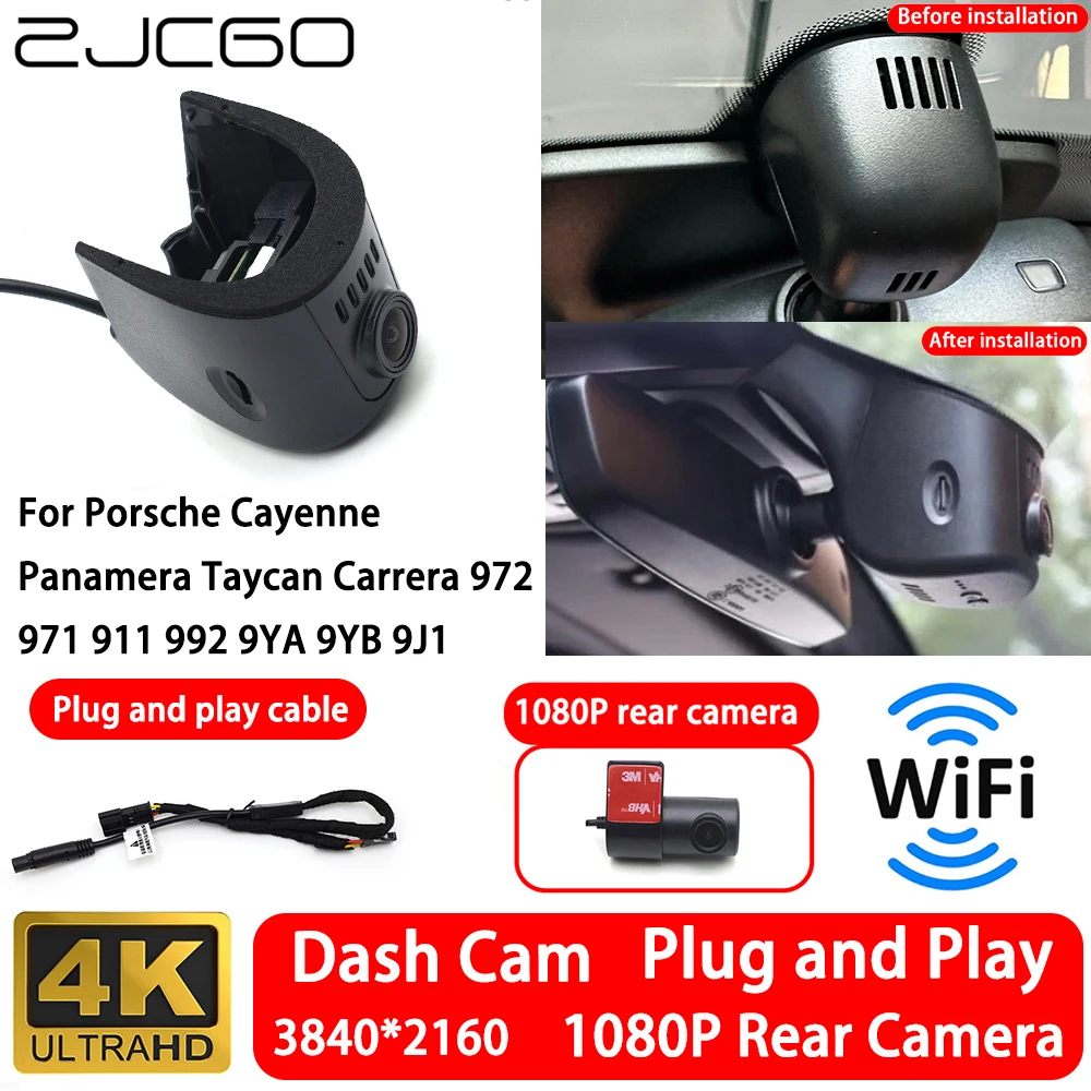 for Porsche Cayenne Panamera Taycan Carrera 972 971 911 992 9YA 9YB 9J1 4K Front Rear Camera Dash Cam Wifi Plug and Play