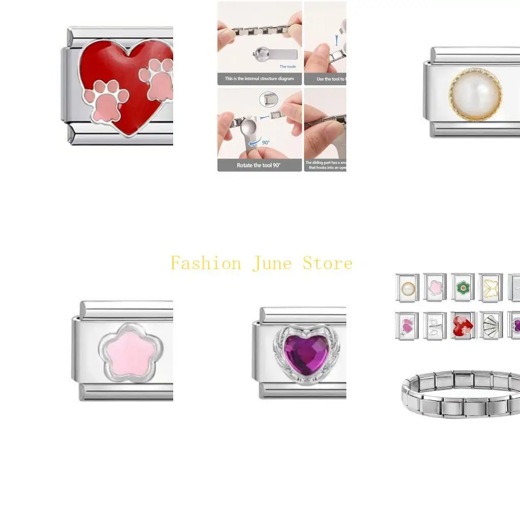 

N5KA Multipurpose Italian Charm Bracelet Sturdy Stainless Steel Charm for Fun