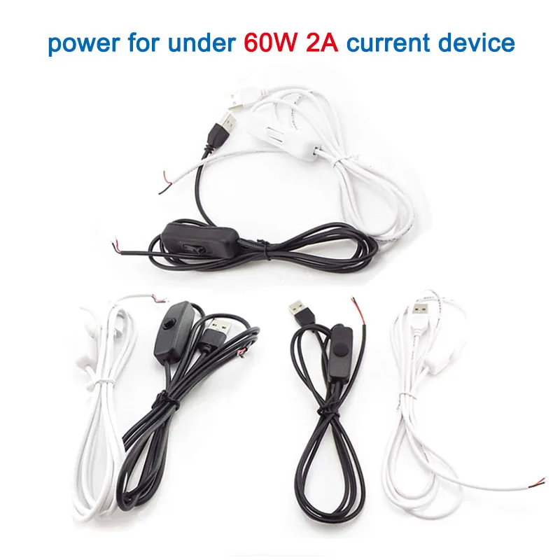 DIY 5V USB 2.0 Male Cable 2Pin 2 Wire Power Charge Cable With Switch 303 304 501 Cable for LED strip