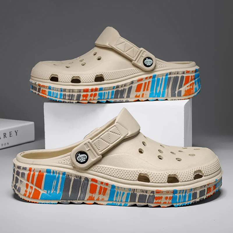 

Летние новые дышащие легкие мужские повседневные пляжные шлепанцы Eva, водонепроницаемые садовые туфли, уличные полые тапочки для ходьбы