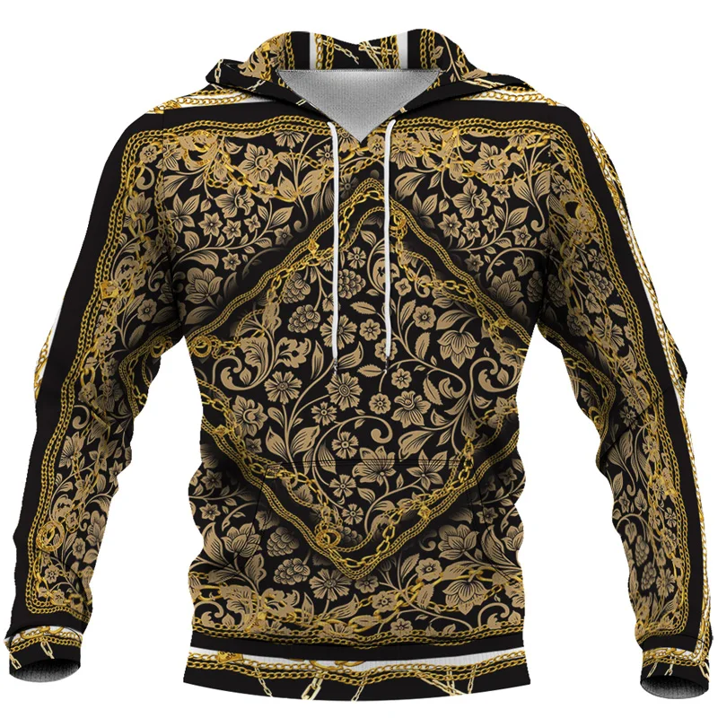 Vintage National Style Leopard Florial Chain 3D Print Men Hoodies Women Hip Hop Pullovers Hooded Sweatshirt Youth Hipster S-6XL