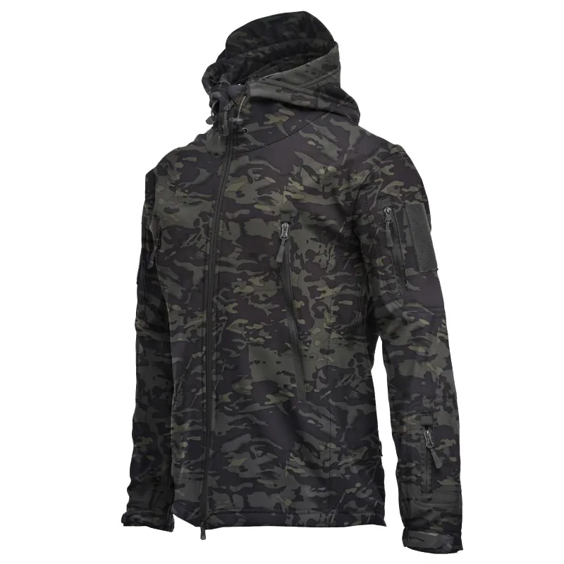 

Men's Hooded Casual Military Outdoor Utility Jacket Fashion Sharkskin Soft-Shell Tactical Waterproof Combat Bomber Jacket