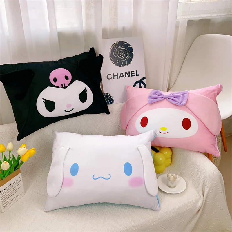 Sanrio Cartoon Pillowcase Kuromi My Melody Cinnamoroll Back Cushion Cover High Quality Japanese Style Sleeping Pillow Case Girl