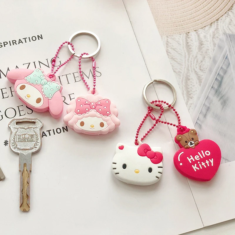 Lindo estuche protector para llaves, accesorios, bonito juego de llavero de Anime de dibujos animados de belleza, juguetes de pegamento suave