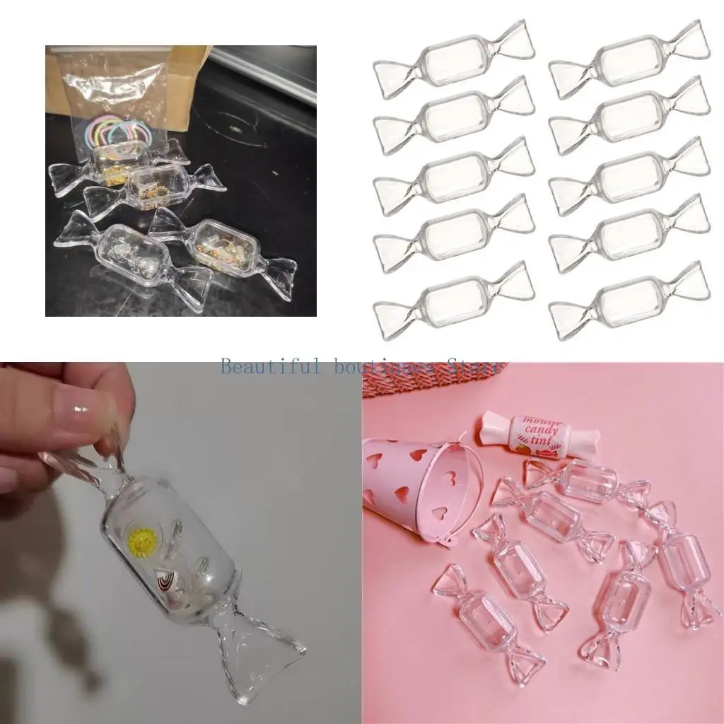 

U4LF 10Pcs Candy Shaped Jewelry Box Clear Plastic Beads Storage Containers Box Mini Clear Jewelry for Case Travel Jewelry for