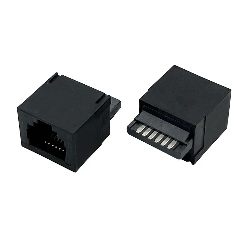 

10PCS RJ12 square all-plastic welded-line female socket with 6P6C non-shielded 6-pin network interface connector