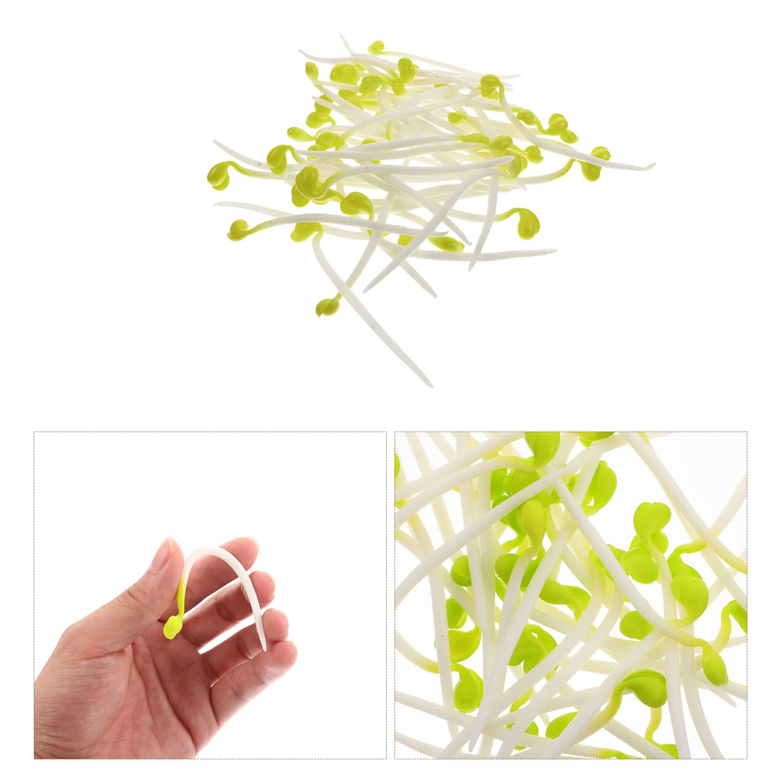 

50pcs Elastic Stress Relief Toy Interest Bean Sprouts Stretch Simulation Bean Sprouts Kitchen Decor Artificial Vegetables Props