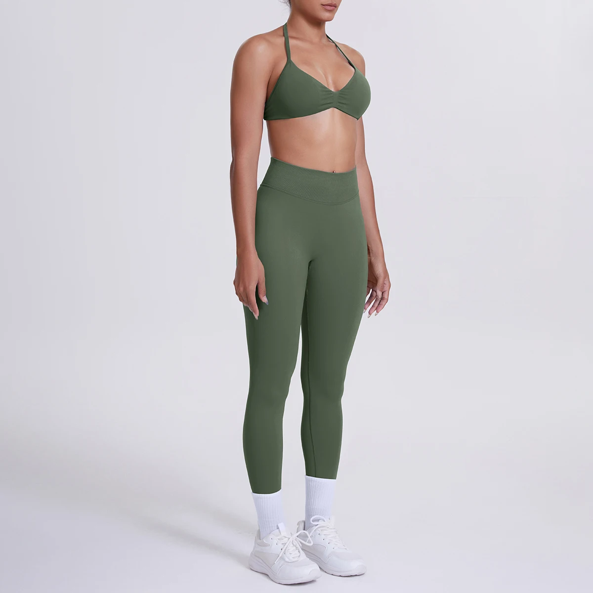 Frauen 2 stücke Patchwork Sport Yoga Anzug Training Ärmellose Sport Gym Tops Bauch-steuer Abnehmen Booty Leggings Yoga Anzug Sport – Detail 31