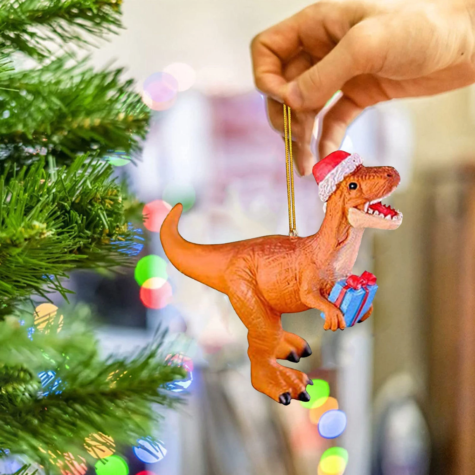 Christmas Cartoon Hat Dinosaur Decorations Window Wall New Year Christmas Animal Hangings