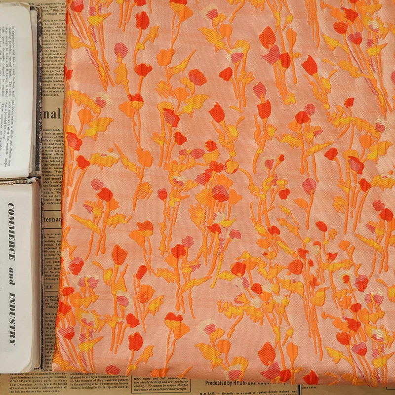 

Vivid Embossed Texture Fabric Soft Dress Material Spring Autumn Womens Blouse Jacquard Floral Bouquet Decor Elegant Textile